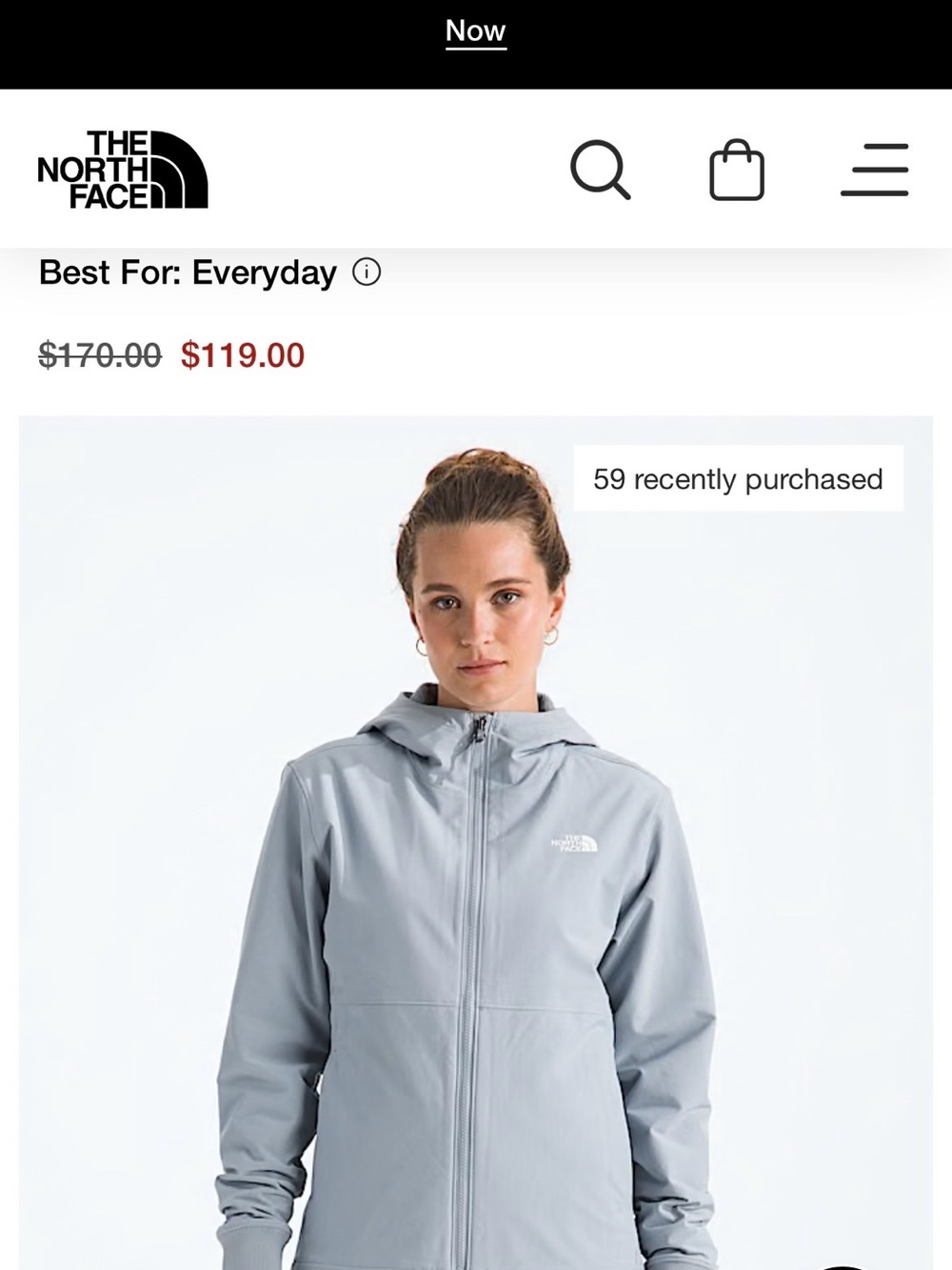 The North Face Women’s Light Gray Hooded Windbreaker